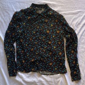 Maje 3 Floral Long Sleeve snap front Blouse